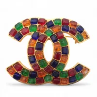 シャネル ココマーク グリポア 95P ブローチ GP×カラーストーン ゴールド×マルチカラー