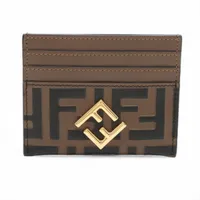 フェンディ ズッカ FFダイヤモンド 8M0445 レザー カードケース ブラウン