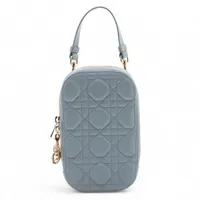 ディオール レディディオール カナージュ レザー フォンホルダー ブルー