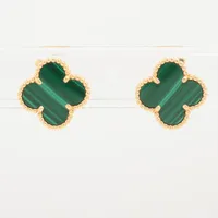 ヴァンクリーフ&アーペル ヴィンテージアルハンブラ マラカイト ピアス 750(YG) 8.2g VCARO3QL00