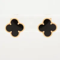 ヴァンクリーフ&アーペル ヴィンテージアルハンブラ オニキス ピアス 750(YG) 7.7g VCARA44200