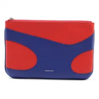 フェラガモ ロゴ レザー ポーチ ブルー×レッド 2024年リゾートコレクション