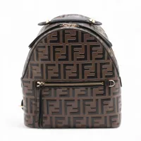 フェンディ ズッカ バイザウェイ レザー バックパック/リュック ブラウン 8BZ038