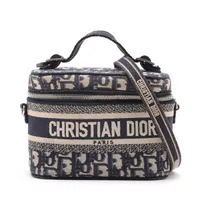 クリスチャンディオール オブリーク キャンバス 2WAYバニティバッグ ネイビー