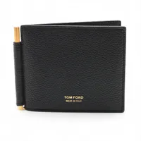 トムフォード ロゴ レザー マネークリップ ブラック