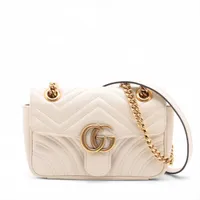 グッチ GGマーモント レザー チェーンショルダーバッグ ホワイト 446744