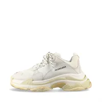 バレンシアガ トリプルS レザー×メッシュ スニーカー 28.5cm メンズ ホワイト 534217 スレ 汚れ有