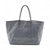 ゴヤール サンルイPM PVCxレザー トートバッグ グレー