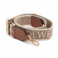 ロエベ アナグラム ショルダーストラップ キャンバス×レザー×GP ベージュ