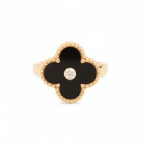 ヴァンクリーフ&アーペル ヴィンテージアルハンブラ オニキス ダイヤ リング 750(YG) 6.4g 49