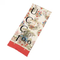 グッチ 692033 スカーフ シルク ベージュ×レッド 100周年記念