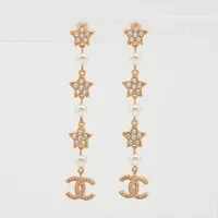 シャネル ココマーク スター D20A ピアス(両耳用) GP×ラインストーン×フェイクパール ゴールド