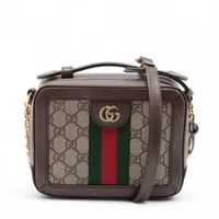 グッチ GGスプリーム オフィディア PVCxレザー 2WAYハンドバッグ ブラウンxベージュ 602576