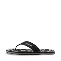 バレンシアガ ファブリック ビーチサンダル 42 メンズ ブラック×ホワイト 841422 箱あり ダメージ加工