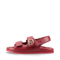 グッチ GGマーモント 25SS レザー サンダル 38 レディース レッド 816625 袋 箱あり 小傷あり