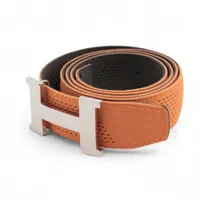 エルメス コンスタンス H ベルト L ナイロン カーキ×オレンジ