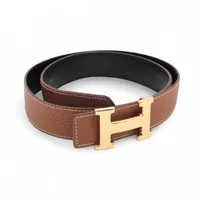 エルメス Hベルト □H：2004 ベルト 85 レザー ゴールド×ブラック