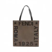 フェンディ PVCxレザー トートバッグ ブラウン