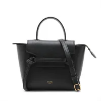 セリーヌ ベルトバッグナノ レザー 2WAYハンドバッグ ブラック