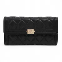 シャネル ボーイシャネル キャビアスキン ロングウォレット ブラック ゴールド金具 28番台