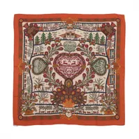 エルメス カレ140 Decoupages 切り絵 ストール カシミヤ×シルク オレンジ ジェアン