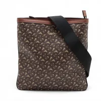 バーバリー モノグラム PVCxレザー ショルダーバッグ ブラウン