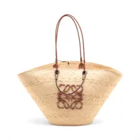 ロエベ アナグラム バスケットラージ ラフィア カゴバッグ ベージュ