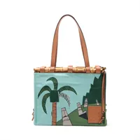 ロエベ バンブー クッション キャンバスxレザー トートバッグ マルチカラー