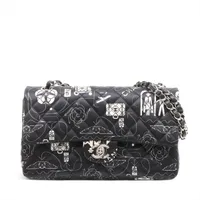 完品・美品CHANELキューバコレクションバッグ/ダブルフラップ/マトラッセ シャネル マトラッセ サテン ダブルフラップ ダブルチェーンバッグ