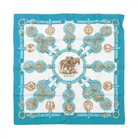 エルメス カレ90 Cuivreries 銅細工 スカーフ シルク ターコイズ