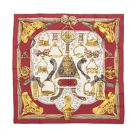 エルメス カレ90 ETRIERS 鐙 スカーフ シルク レッド