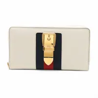 グッチ シルヴィ 476083 レザー ラウンドジップウォレット アイボリー