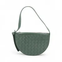 ボッテガヴェネタ イントレチャート サンライズ レザー ハンドバッグ グリーン