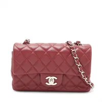 シャネル ミニマトラッセ20 キャビアスキン シングルフラップ シングルチェーンバッグ ボルドー シルバー金具 18番台 A69900