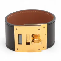 エルメス ケリードッグ □P:2012 ブレスレット GP×革 ゴールド×ブラック