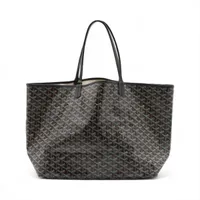 ゴヤール サンルイMM PVCxレザー トートバッグ ブラックxブラウン