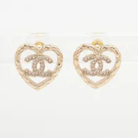 シャネル ココマーク ハート B25A ピアス(両耳用) GP×ラインストーン ゴールド