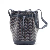 ゴヤール プティフロ PVCxレザー ショルダーバッグ ネイビー