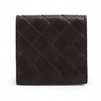 ボッテガヴェネタ イントレチャート レザー コインケース ブラウン×エメラルドブルー