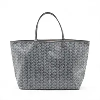 ゴヤール サンルイGM PVCxレザー トートバッグ グレー