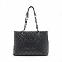 シャネル GST キャビアスキン チェーントートバッグ ブラック シルバー金具 17番台