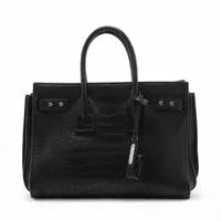 サンローランパリ サックドジュール クロコ型押し ハンドバッグ ブラック