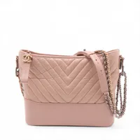 シャネル ガブリエル ドゥ シャネル ヴィンテージカーフ チェーンショルダーバッグ ピンク ゴールド×シルバー金具 27番台