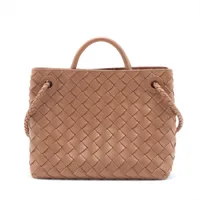 ボッテガヴェネタ イントレチャート スモール アンディアーモ レザー 2WAYハンドバッグ ベージュ