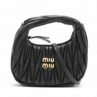 ミュウミュウ マテラッセ レザー 2WAYハンドバッグ ブラック