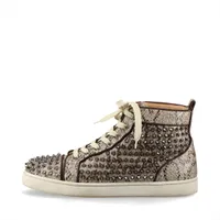 クリスチャンルブタン スパイクスタッズ レザー×グリッター ハイカットスニーカー 42 メンズ ゴールド×ブラウン LOUIS ORLATO ライニングスレ有