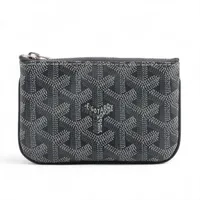 ゴヤール マティニョン セナナノ PVC×レザー ポーチ グレー