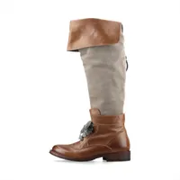 ブルネロクチネリ スエード×レザー ロングブーツ 38 レディース グレー×ブラウン