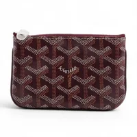 ゴヤール マティニョン セナナノ PVC×レザー ポーチ レッド
