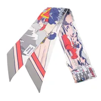 エルメス ツイリー WOW スカーフ シルク グリ×ローズ×ヴェール